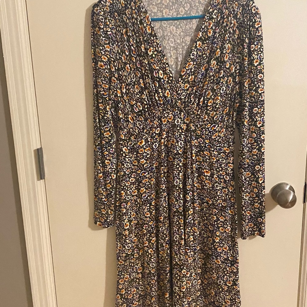 Boden Black Floral Long Sleeve Dress